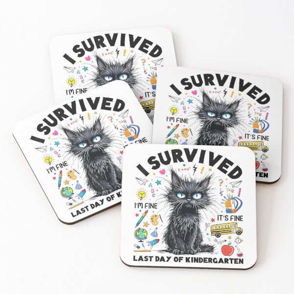 Item preview, I Survived Last Day Of Kindergarten Funny Cat Teacher T-Shirt designed and sold by gidget-gadget.