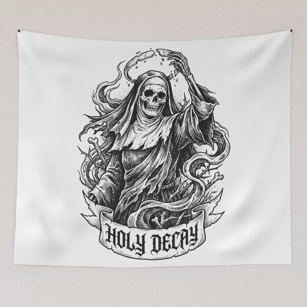 Item preview, Holy Decay - Detailed Gothic Nun Skeleton Illustration designed and sold by LockjowArt.