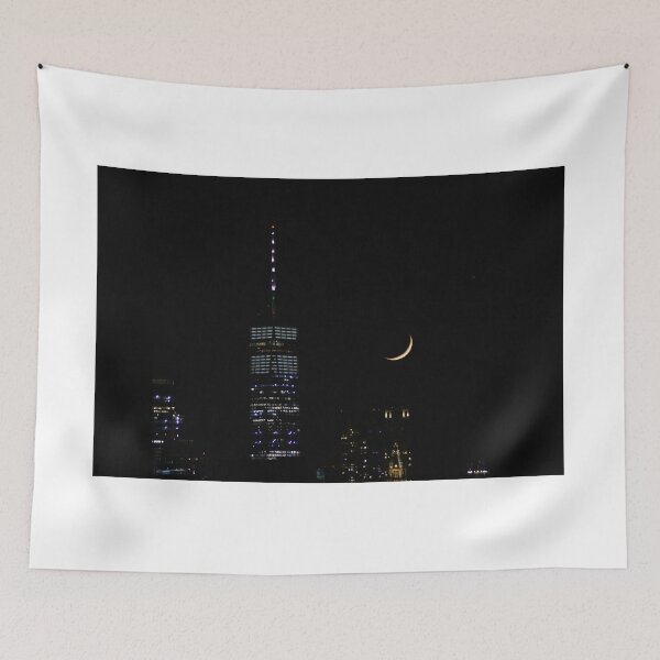 Item preview, Freedom Tower at night with a crescent Moon designed and sold by JaysUrbanLense.