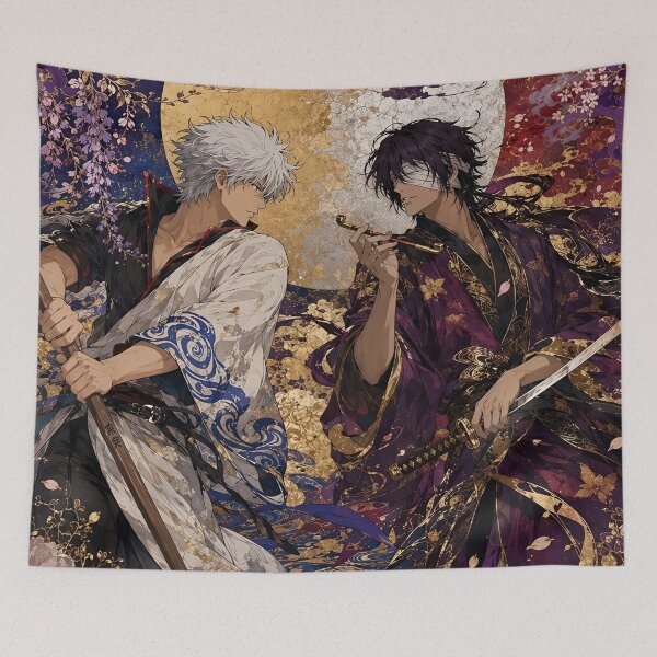 Item preview, Gintoki Sakata & Takasugi Shinsuke Samurai Moon Art | Gintama Anime Japanese Aesthetic designed and sold by Dyan4.
