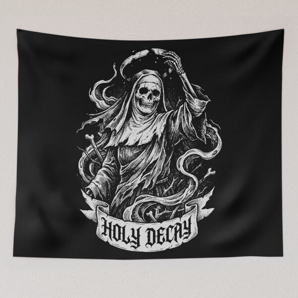Item preview, Holy Decay - Detailed Gothic Nun Skeleton Illustration designed and sold by LockjowArt.