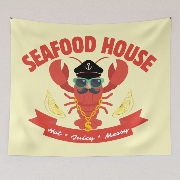 Item preview, Seafood House Funny Lobster Captain Hot Juicy Messy designed and sold by SilverSeaBKK.