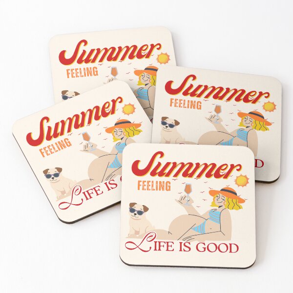 Item preview, Summer Feeling Life Is Good Beach Bikini Girl Pug Dog designed and sold by SilverSeaBKK.