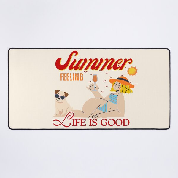 Item preview, Summer Feeling Life Is Good Beach Bikini Girl Pug Dog designed and sold by SilverSeaBKK.