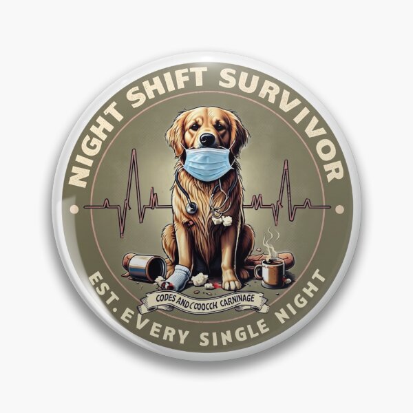 Item preview, Golden Retriever Nurse Night Shift Survivor designed and sold by PawsRetroStudio.
