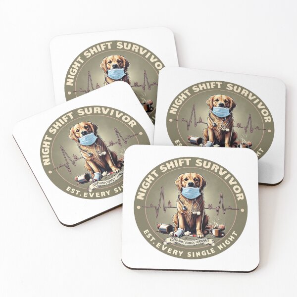 Item preview, Golden Retriever Nurse Night Shift Survivor designed and sold by PawsRetroStudio.