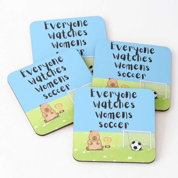 Item preview, Everyone watches womens soccer capybara with pink bow designed and sold by lesmakesdesigns.
