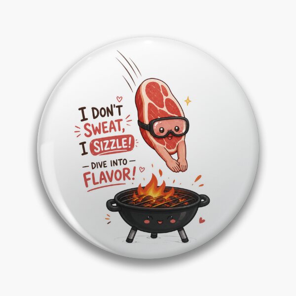 Item preview, Cute Summer BBQ Sticker – Diving Steak designed and sold by Newthingzy.