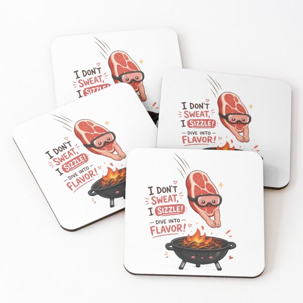Item preview, Cute Summer BBQ Sticker – Diving Steak designed and sold by Newthingzy.