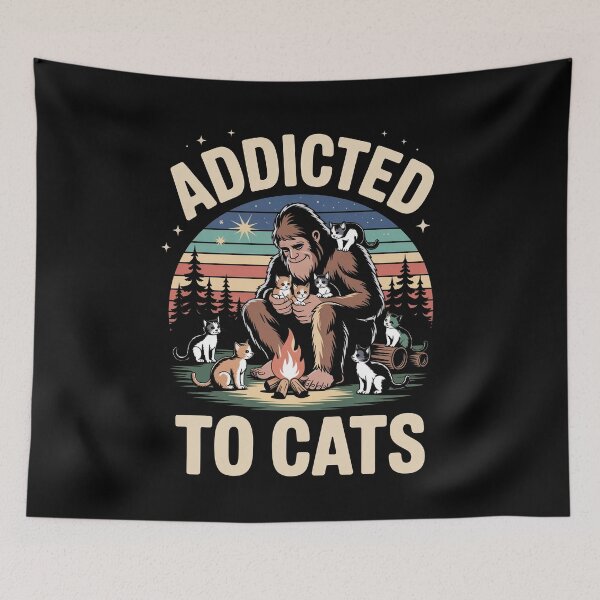 Item preview, Addicted To Cats Bigfoot Cat Lover Gift for Cat People designed and sold by Say It With Ink.