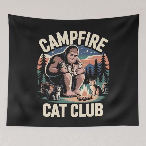 Item preview, Campfire Cat Club Funny Cat Lover Bigfoot Gift designed and sold by Say It With Ink.