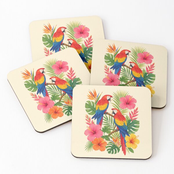 Item preview, Tropical Macaw Paradise – Colorful Floral Jungle Illustration designed and sold by Islabonita..