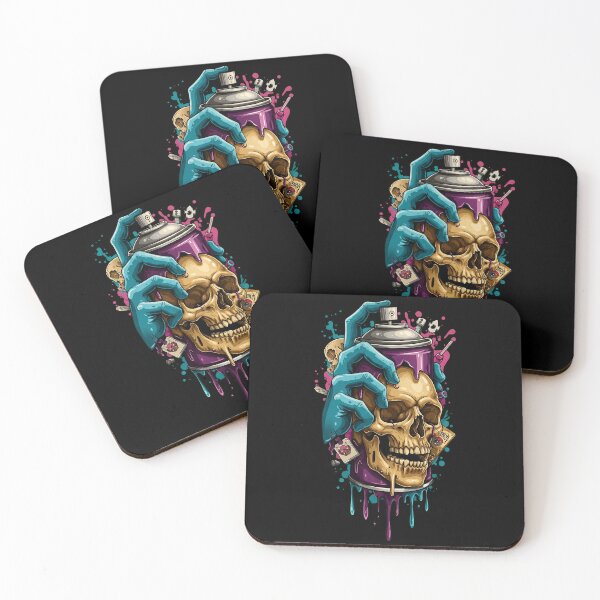 Item preview, Melting Skull Graffiti Spray Paint Can Urban Street Art designed and sold by Vermanartist.
