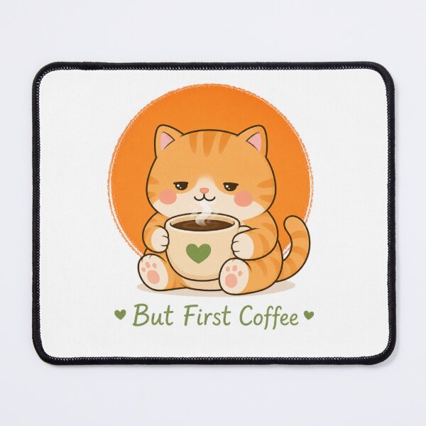Item preview, Cute Coffee Cat – Kawaii Cat But First Coffee Funny Gift For Cat Lovers designed and sold by QARVI.