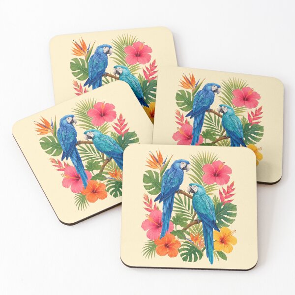 Item preview, Blue Macaw Tropical Illustration – Exotic Floral Paradise Art designed and sold by Islabonita..