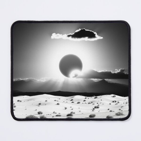 Item preview, Eclipse Over Eternal Dunes - Black and White Desert Landscape designed and sold by EllDAV777.