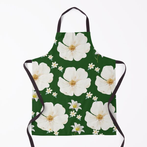 Item preview, White Anemone and Lily Emerald Green Seamless Pattern designed and sold by FMSeamlessArt.