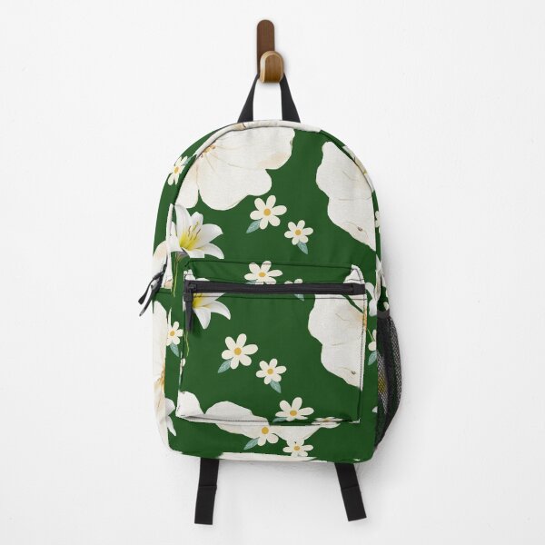 Item preview, White Anemone and Lily Emerald Green Seamless Pattern designed and sold by FMSeamlessArt.