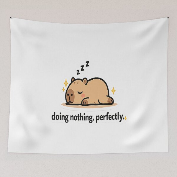 Item preview, doing nothing. perfectly. Cute Lazy Capybara Minimalist Animal Design designed and sold by Lovestickerco.