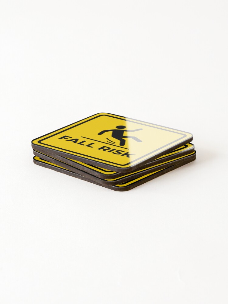 Thumbnail 4 of 5, Coasters (Set of 4), Fall Risk Square Sign designed and sold by Angvastra.