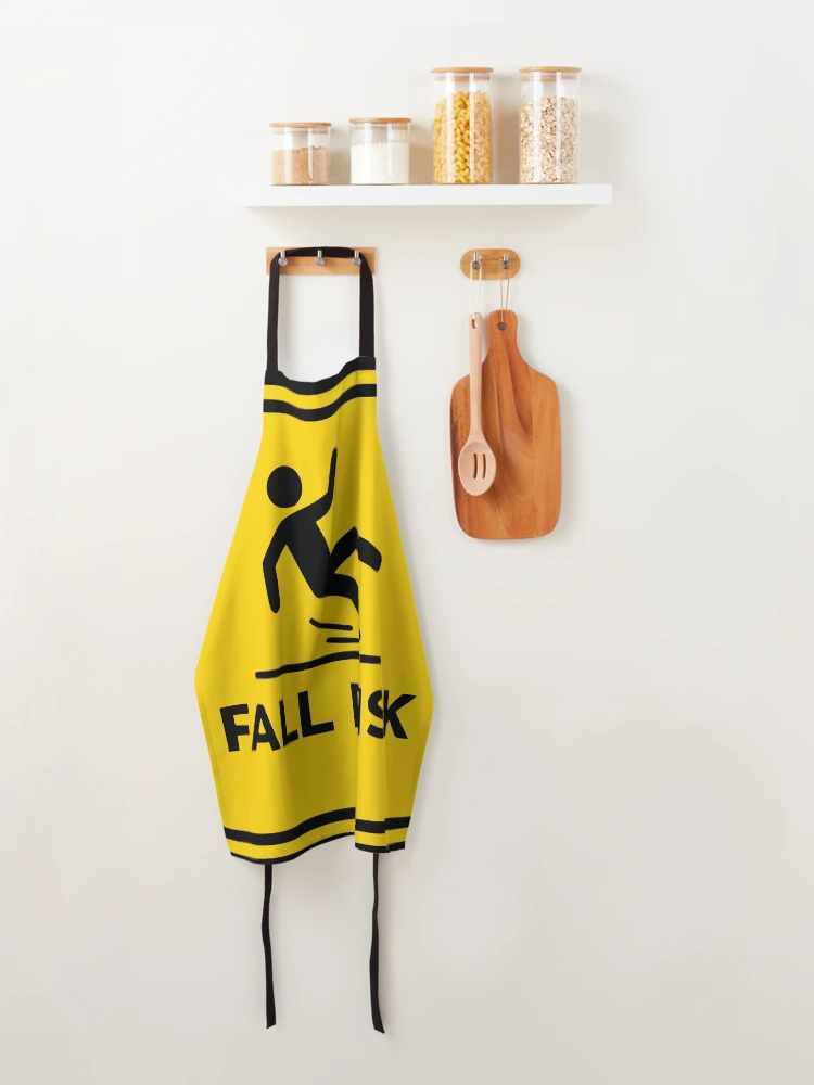 Thumbnail 4 of 6, Apron, Fall Risk Square Sign designed and sold by Imaginationbeyond.