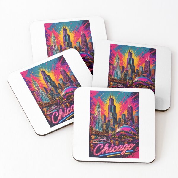 Item preview, Chicago Neon Nights – Retro Pop Art Skyline Poster designed and sold by Earth Celebration Designs.