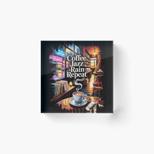 Item preview, Rainy Jazz Cafe Vintage Aesthetic Wall Art designed and sold by Mahilis.