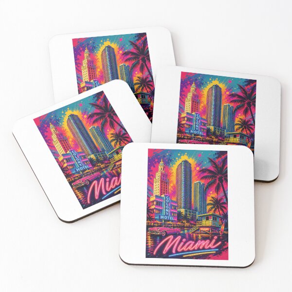 Item preview, Miami Neon Paradise – Retro Pop Art Beach Poster designed and sold by Earth Celebration Designs.