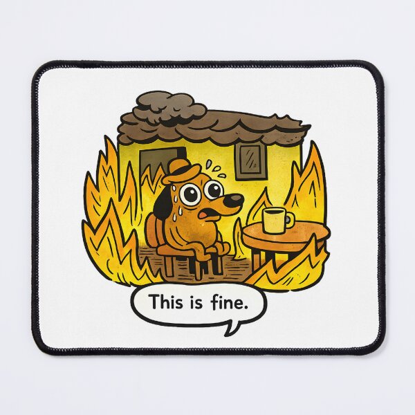 Item preview, This Is Fine Meme Sticker – Anxiety Everything Is Fine Dog Fire designed and sold by Yrwil.