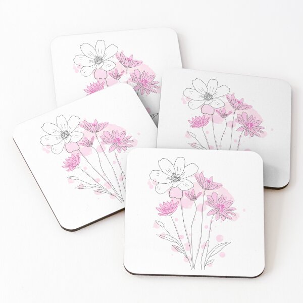 Item preview, Pink and Black Line Art Wildflower Bouquet designed and sold by FAGMAVisuals.