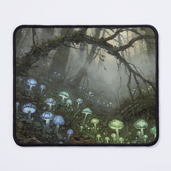 Item preview, Enchanted Glowing Mushrooms — Misty Woodland Fantasy Illustration designed and sold by cr6zym1nd.