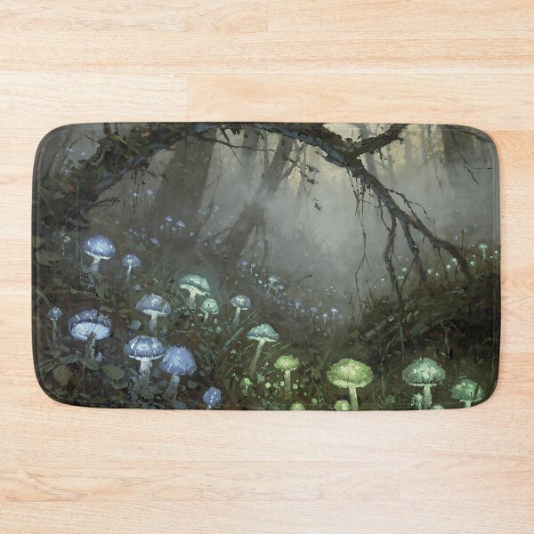 Item preview, Enchanted Glowing Mushrooms — Misty Woodland Fantasy Illustration designed and sold by cr6zym1nd.