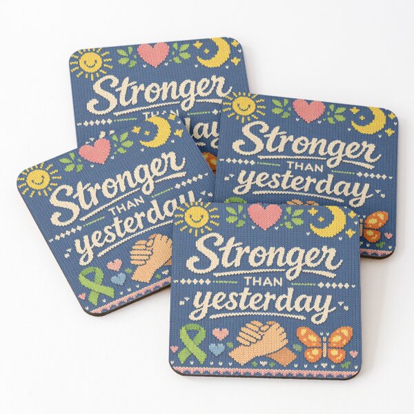Item preview, Stronger Than Yesterday quote knitting pattern saying designed and sold by Mauswohn.