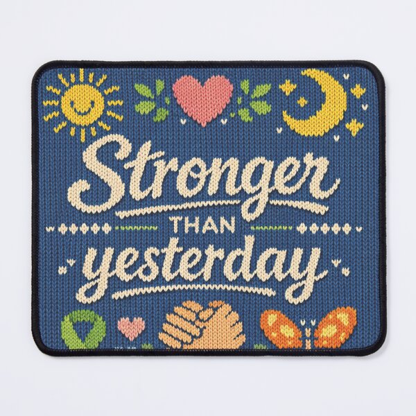 Item preview, Stronger Than Yesterday quote knitting pattern saying designed and sold by Mauswohn.