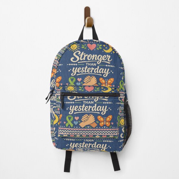 Item preview, Stronger Than Yesterday quote knitting pattern saying designed and sold by Mauswohn.