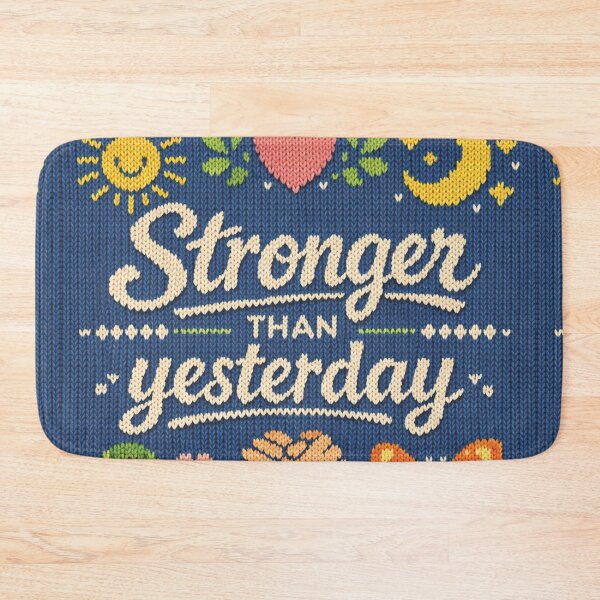 Item preview, Stronger Than Yesterday quote knitting pattern saying designed and sold by Mauswohn.