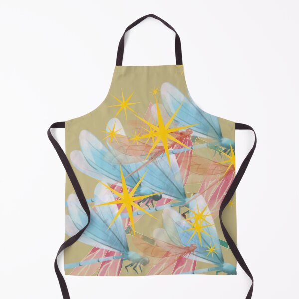 Item preview, Blue Pink Dragonfly Sparkle Gold Star Tan Nature Art Print designed and sold by Extremeallie.