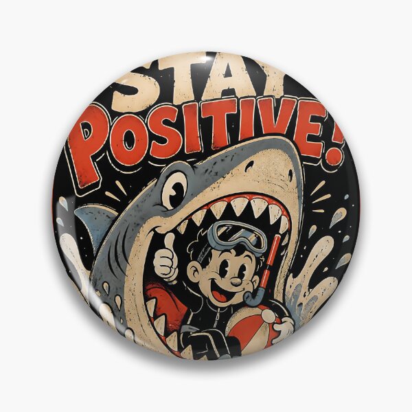 Item preview, Stay Positive Funny Cartoon Shark Diver Vintage designed and sold by graphixpolash.