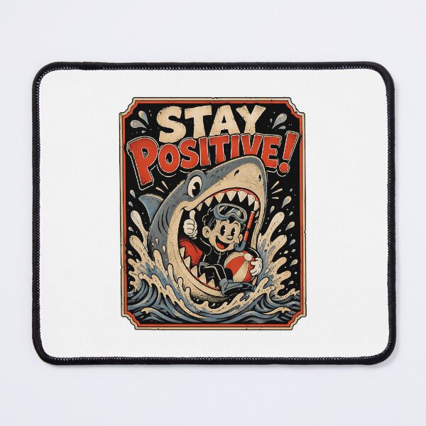 Item preview, Stay Positive Funny Cartoon Shark Diver Vintage designed and sold by graphixpolash.