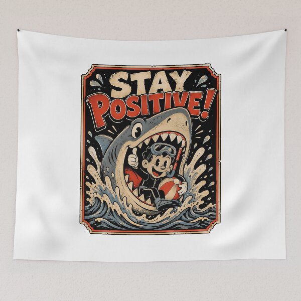 Item preview, Stay Positive Funny Cartoon Shark Diver Vintage designed and sold by graphixpolash.