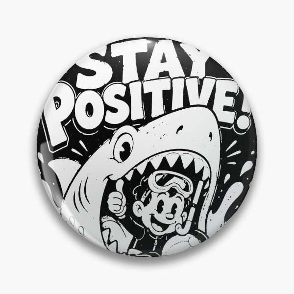 Item preview, Stay Positive Funny Cartoon Shark Diver Vintage  designed and sold by graphixpolash.