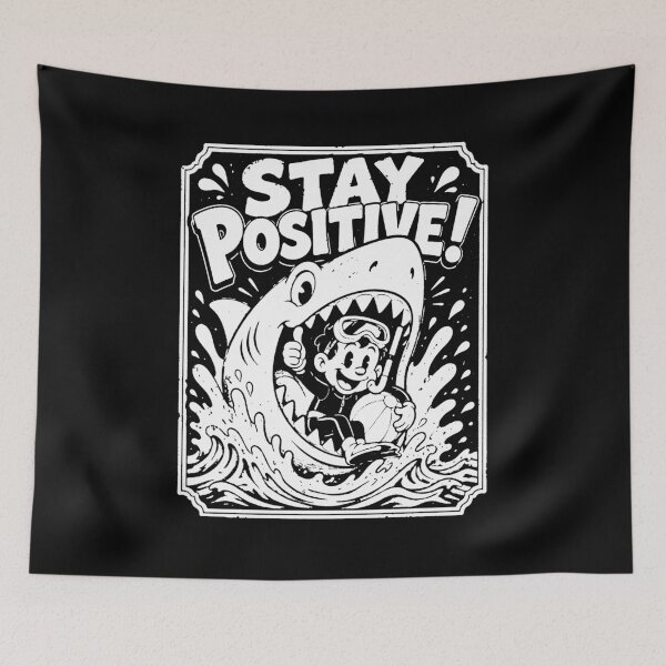 Item preview, Stay Positive Funny Cartoon Shark Diver Vintage  designed and sold by graphixpolash.
