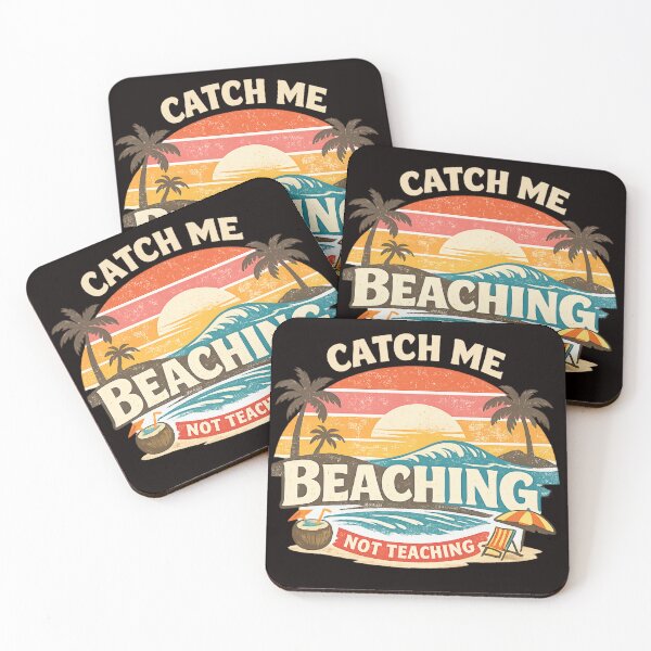Item preview, Catch Me Beaching Not Teaching Retro Beach Tee designed and sold by FrameFlow.