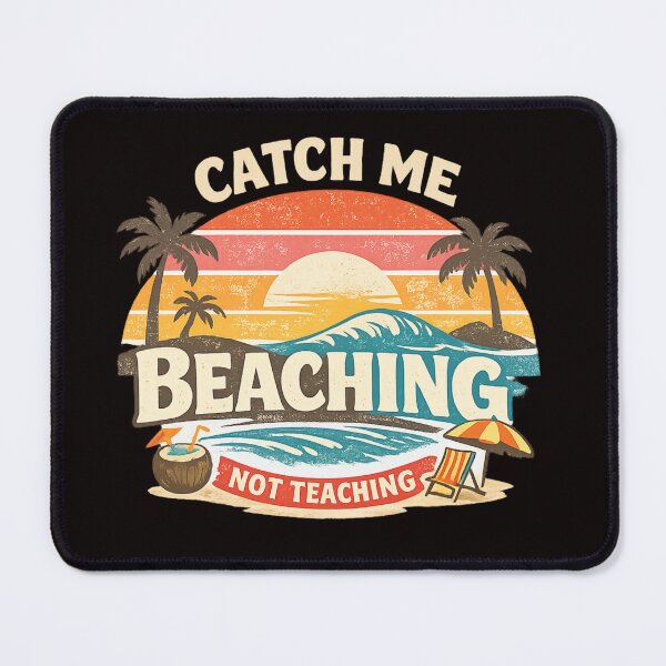 Item preview, Catch Me Beaching Not Teaching Retro Beach Tee designed and sold by FrameFlow.