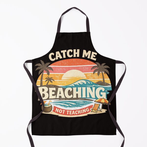 Item preview, Catch Me Beaching Not Teaching Retro Beach Tee designed and sold by FrameFlow.