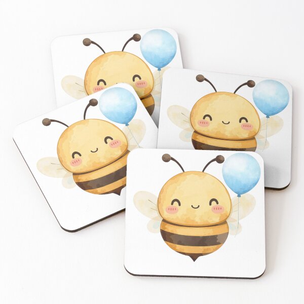 Item preview, Happy little bee with blue balloon designed and sold by MlleLAbeille.