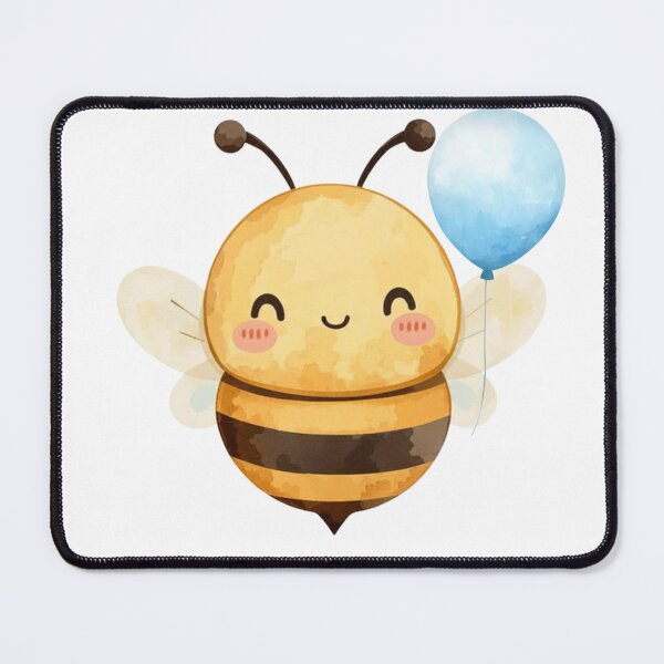 Item preview, Happy little bee with blue balloon designed and sold by MlleLAbeille.