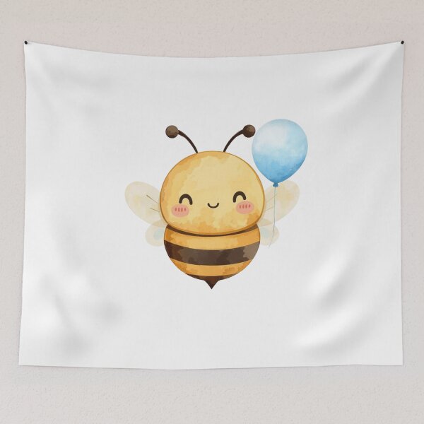 Item preview, Happy little bee with blue balloon designed and sold by MlleLAbeille.