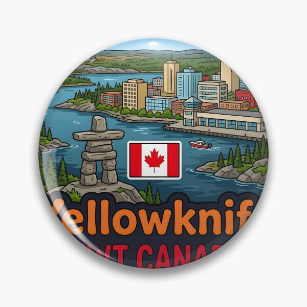 Artikelvorschau, Yellowknife NWT Nordwest-Territorien Kanada Niedliche Skyline-Flagge entworfen und verkauft von HowToCanadian.