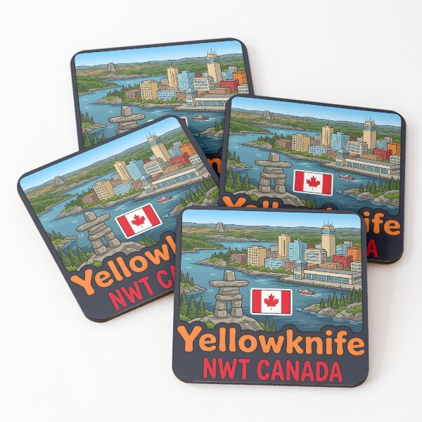 Item preview, Yellowknife NWT Northwest Territories Canada Cute Skyline Flag designed and sold by HowToCanadian.
